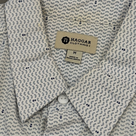 Blue and white anchors nautical print button down shirt - Picture 5 of 8